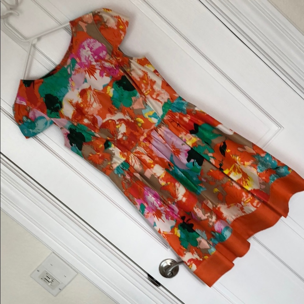 ALI RO Brightly Colored Silk Floral Dress